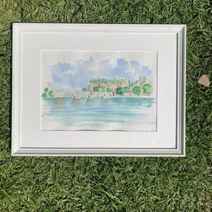 White Framed Watercolor Landscape Art